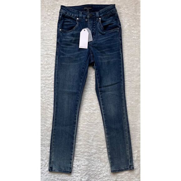 NWT UNIVERSAL STANDARD Seine High Rise 27” Skinny Jeans in Distressed Blue, 00 - Picture 9 of 15